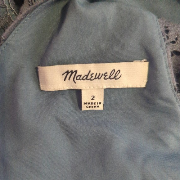 Madewell Blue Lace Lined Flutter Sleeve Mini‎ Dress V Neck Women’s 2 - Picture 9 of 14